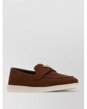 Prada Suede Loafers Featuring Durable Rubber Sole - Brown