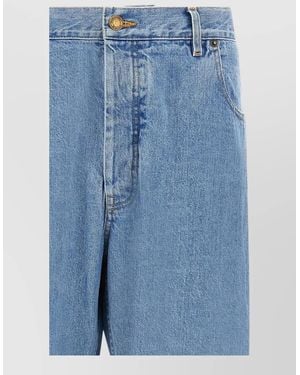 Thom Browne High Waist Straight Leg Denim Trousers - Blue