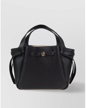 Tory Burch Romy Pebbled Satchel With Removable Shoulder Strap - Black