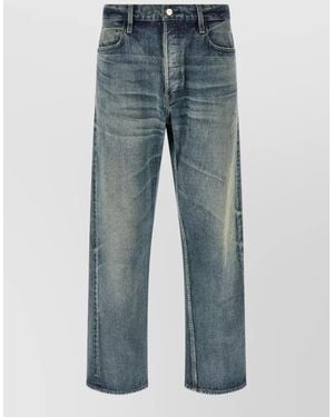 Fear Of God Washed Denim Jeans Contrast Stitching Belt Loops - Blue