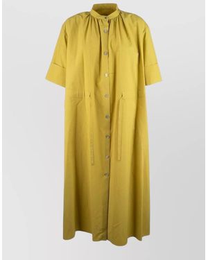 Paul Smith Short Sleeve Dress Midi Length Yoke - Yellow
