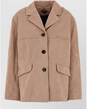 Soeur Leather Single-Breasted Coat - Natural