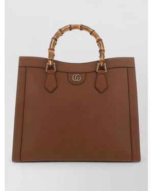 Gucci Diana Medium Leather Shopping Tote Bag - Brown