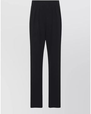 Giorgio Armani Silk Pleated Tailored Pants - Blue