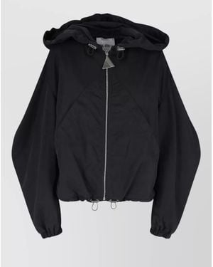 The Attico Hooded Jacket Drawstring Hem Elastic Cuffs - Black