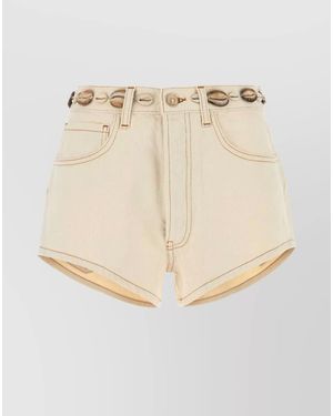 Alanui Denim Mini Shorts - Natural