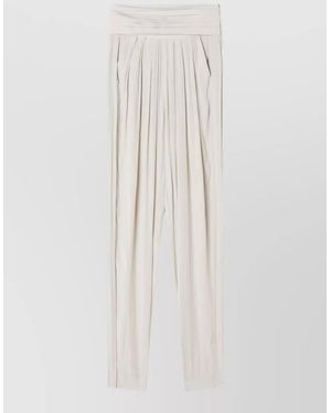 Lanvin High Waistband Straight Trousers Pleated Pockets - White