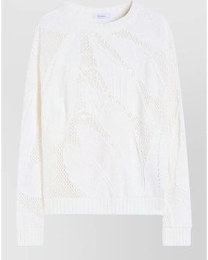 Max Mara Knit Crew Neck Sleeved Top Silk Nylon - White