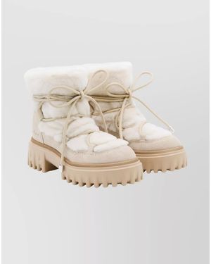 Hogan Leather Ankle Boots - Natural