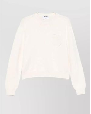 Moschino Cropped Crewneck Top Heart Motif - White