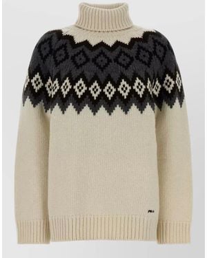 Prada Turtleneck Knitwear Long Sleeves Patterned Design - Black