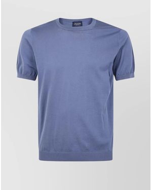 Drumohr Crew Neck Short Sleeves Knit Top - Blue