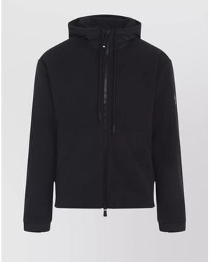 Moncler Zip Up Jacket With Hood And Pockets - Blue