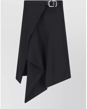 The Attico Midi Skirt Asymmetric Hem Belted Waist - Blue
