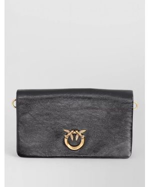 Pinko Love Bag Click Mini Leather Shoulder Bag - Grey