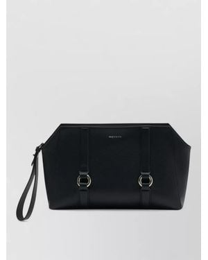 McQueen New Farringdon Leather Shoulder Bag Clutch - Black