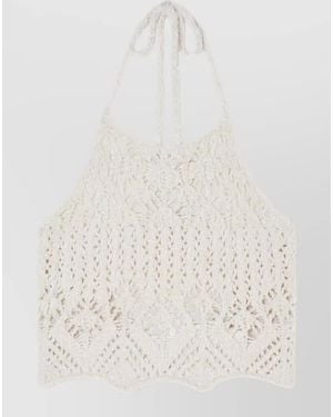 Alanui Crochet Knit Halterneck Top - White