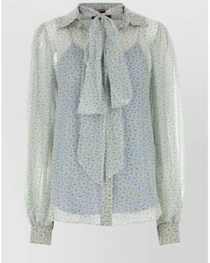 Gucci Floral Print Chiffon Silk Shirt - Blue
