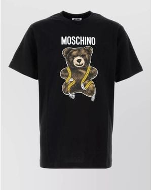 Moschino Cotton Crew Neck Graphic Print T Shirt - Black