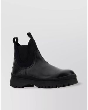 Prada Leather Ankle Boots - Black