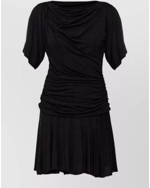 Isabel Marant Short Dress Draped Neckline Flared Skirt - Black