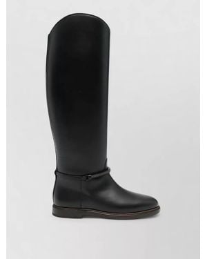 Brunello Cucinelli Leather Chain-Embellished Ankle Boots - Black