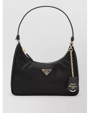 Prada Shoulder Bag Adjustable Strap Detachable Keychain - Black
