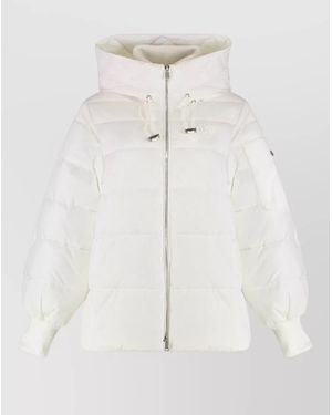 Pinko Crusca Hooded Cropped Down Jacket - White