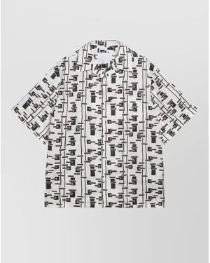 Prada Geometric Pattern Shirt Short Sleeves - White