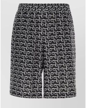 Burberry Silk Printed Relaxed-Fit Bermuda Shorts - Grey