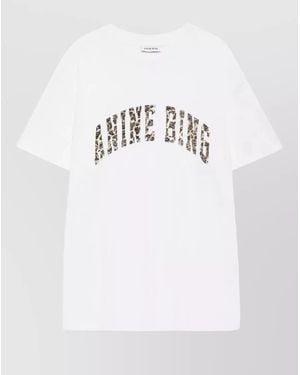 Anine Bing Leopard Print Cotton T-Shirt - White