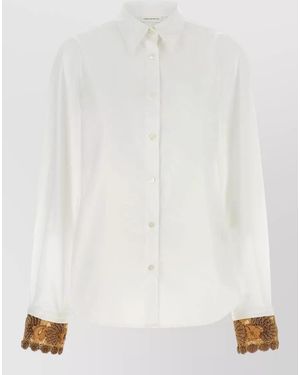 Dries Van Noten Embellished Cuff Cotton Shirt - White