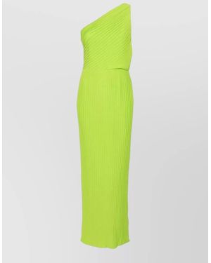 Solace London Adira One Shoulder Pleated Maxi Dress - Green