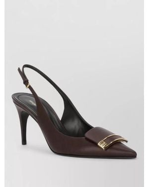 Sergio Rossi Slingback Leather Pumps Arrowhead Toe Detail - Multicolor