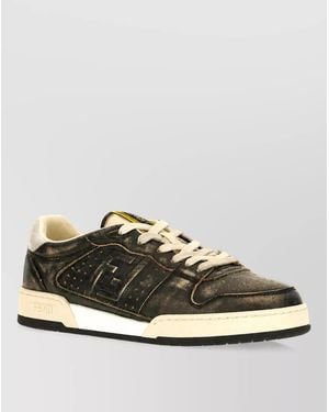 Fendi Leather Lace-Up Trainers - Metallic