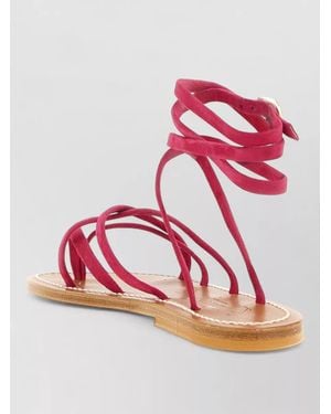 K. Jacques Zenobie Flat Sandals Ankle Strap Design - Pink