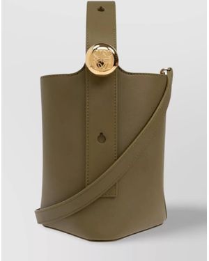 Loewe Smooth Leather Mini Pebble Bucket Bag - Green