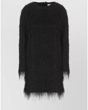 Loulou de Saison Fringed Long-Sleeve Knee-Length Dress - Black