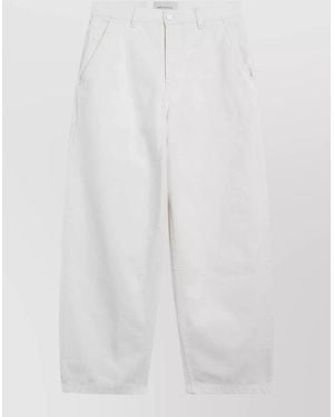 Ami Paris Denim Trousers Straight Leg Belt Loops Pockets - White