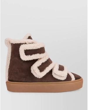 Inuikii Suede Fur Trim Ankle Boots - Brown