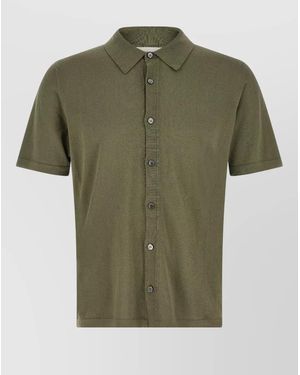 Roberto Collina Knit Polo Shirt Short Sleeves Spread Collar - Green