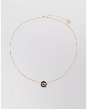 Miu Miu Brass Necklace Logo Charm - White