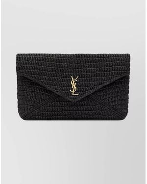 Saint Laurent Woven Envelope Clutch Bag Design - Black
