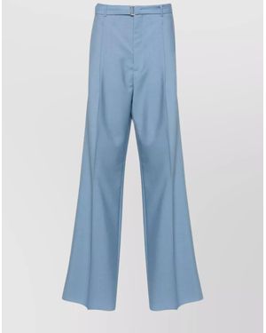 Lanvin Virgin Wool Wide-Leg Trousers - Blue