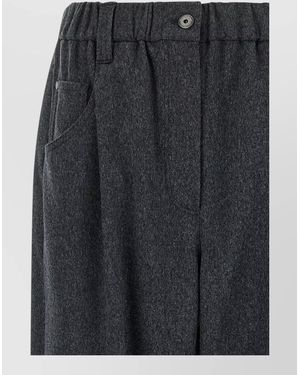 Brunello Cucinelli Wool Pleated Straight-Leg Trousers - Black