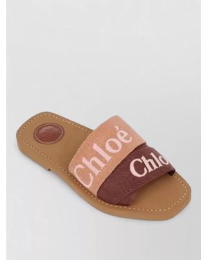 Chloé Woody Flat Slides Open Toe Design - Brown