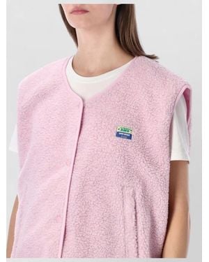 American Vintage Relaxed Sherpa Fleece Sleeveless Layering Vest - Pink