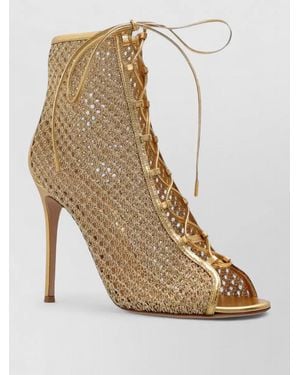 Gianvito Rossi Lace Up Nappa Itaca High Heel Sandals - Natural