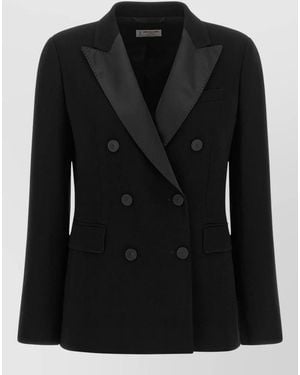 Alberto Biani Striped Double-Breasted Blazer - Black