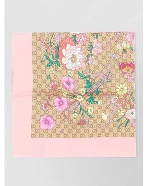 Gucci Silk Square Foulard Floral Pattern - Pink